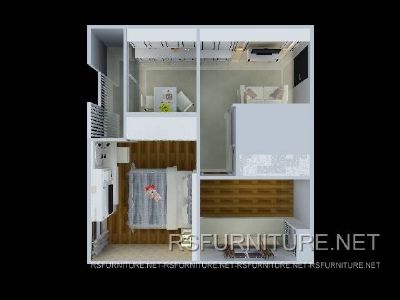 คอนโด Mayfair ตกแต่งภายใน สีขาว บิ้วอิน ห้องนอน ห้องนั่งเล่น 1
