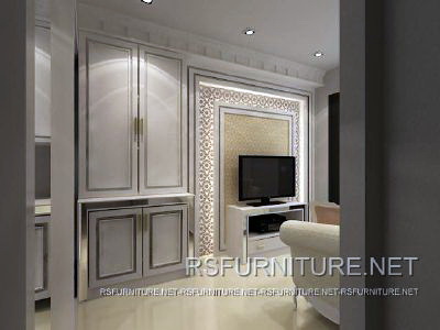 คอนโด Mayfair ตกแต่งภายใน สีขาว บิ้วอิน ห้องนอน ห้องนั่งเล่น 3