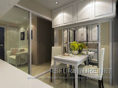 คอนโด Mayfair ตกแต่งภายใน สีขาว บิ้วอิน ห้องนอน ห้องนั่งเล่น 8
