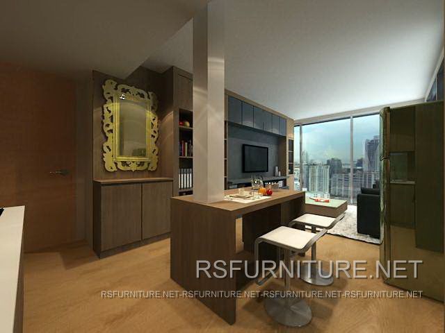 คอนโด เดอะบรีส ตกแต่งภายใน บิ้วอิน ห้องนอน ห้องนั่งเล่น 5