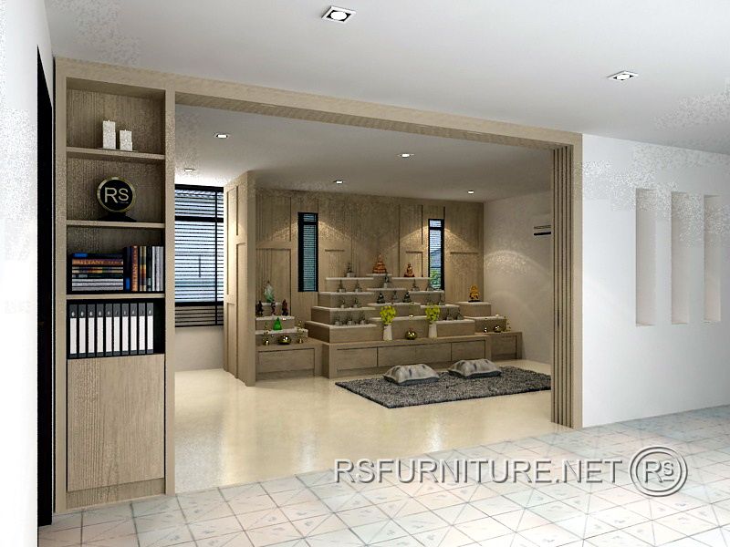 บ้านเดี่ยว บางกอกบูเลอวาร์ด ตกแต่งภายใน บิวท์อิน ห้องพระ โต๊ะหมู่บูชา 4