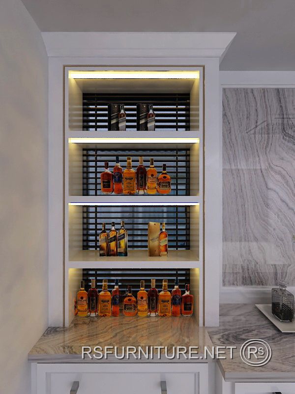 บ้านเดี่ยว นันทวัน ตกแต่งภายใน บิวอิน ตู้โชว์เหล้า ตู้ไวน์ 2