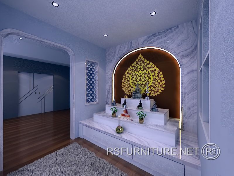 บ้านเดี่ยว นันทวัน ตกแต่งภายใน บิวอิน ห้องพระ โต๊ะหมู่บูชา ตู้พระ 3