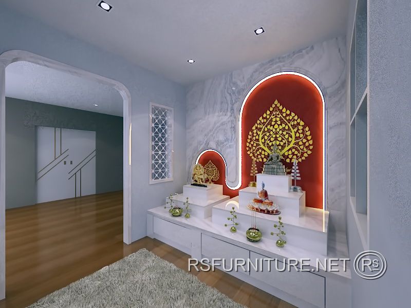 บ้านเดี่ยว นันทวัน ตกแต่งภายใน บิวอิน ห้องพระ โต๊ะหมู่บูชา ตู้พระ 9