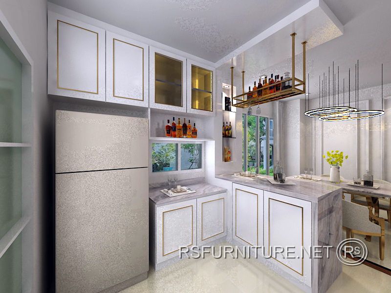 บ้านเดี่ยว นันทวัน ตกแต่งภายใน บิวอิน ตู้ครัว เคาน์เตอร์บาร์เหล้า 2