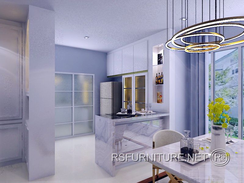 บ้านเดี่ยว นันทวัน ตกแต่งภายใน บิวอิน ตู้ครัว เคาน์เตอร์บาร์เหล้า 3